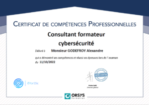 Alexandre GODEFROY – CCP - Consultant formateur en cybersécurité