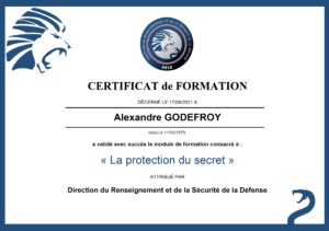 Alexandre GODEFROY – DRSD - Certificat - La protection du secret