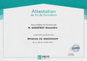 Alexandre GODEFROY – Orsys – Windows 10 déploiement
